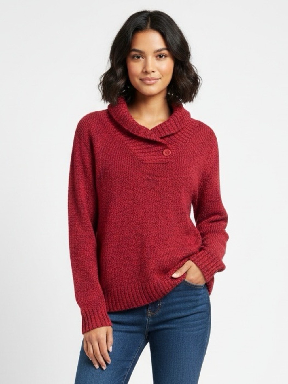 Karen Scott Red Cowl Neck Knit Sweater Sz M New With Tags Cozy Winter Essential